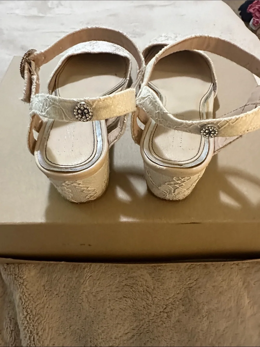 Nine West Girls' Lace Ankle-Strap Dress Flats in Ivory